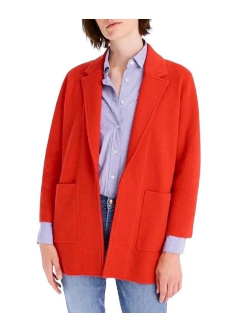 Women's Sophia Red Open-Front Coatigan - Casual Blazer Style